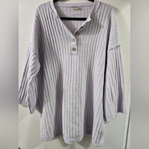 Free People Around The Clock Pullover Ribbed Sweater In Lavender